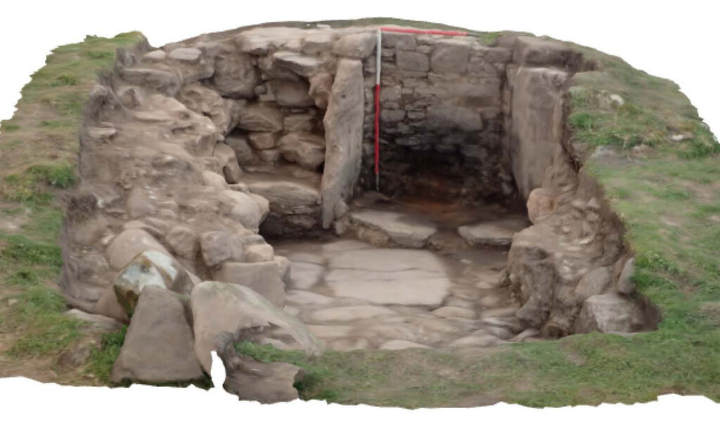 3D model of excavation trench showing one of the fireplaces,