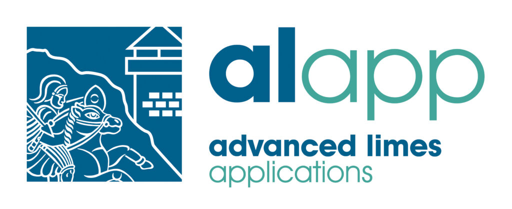 Logo for the A L App, with a soldier on a horse and a fort tower in blue and green.
