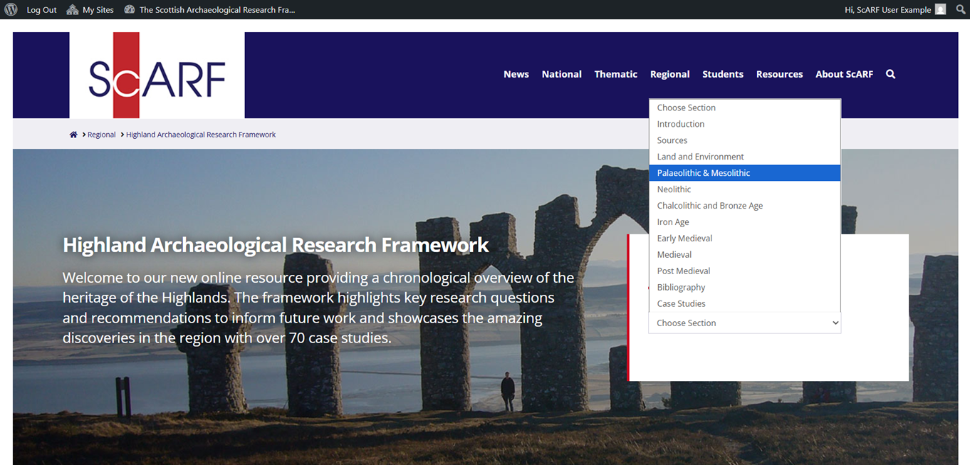 Screenshot of the quick links in the Highland framework.