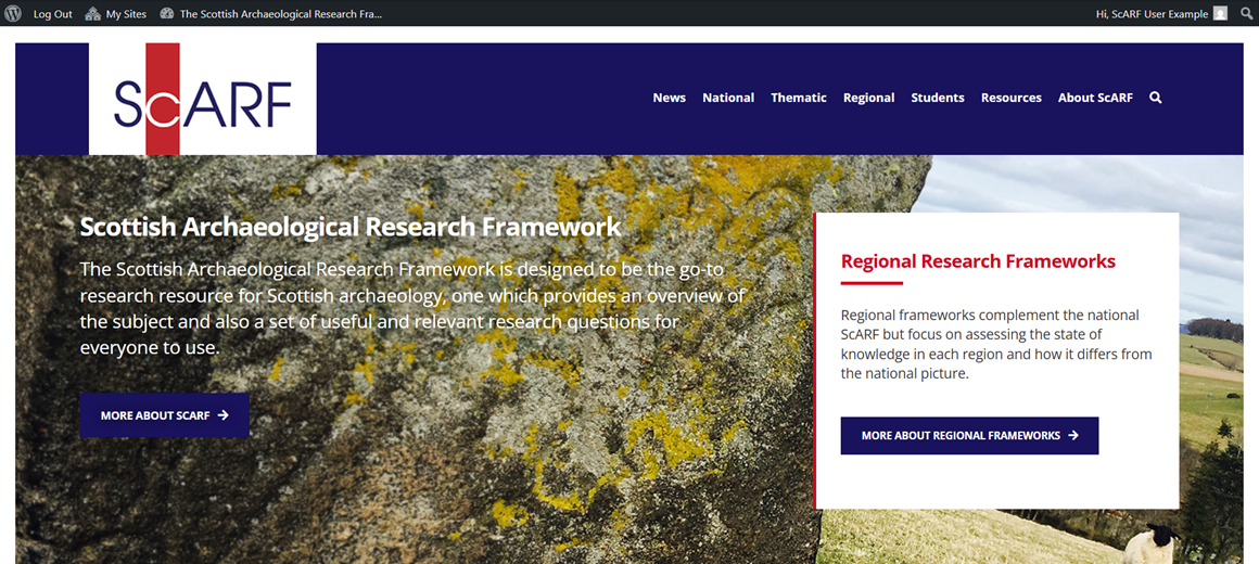 Screenshot of the homepage of the ScARF website.