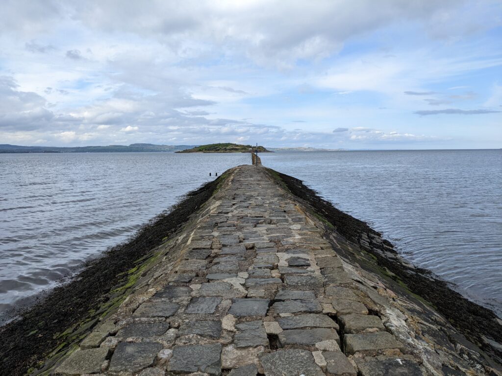 Photograph from the end of the causeway looking towards Cramond Island