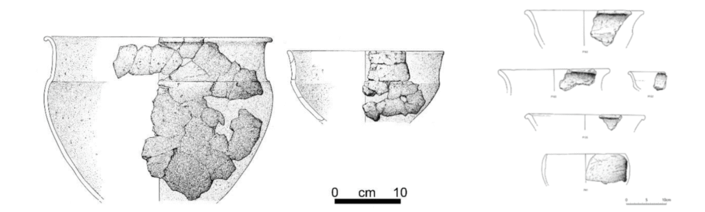 Section drawings of CB pottery with fragments drawn