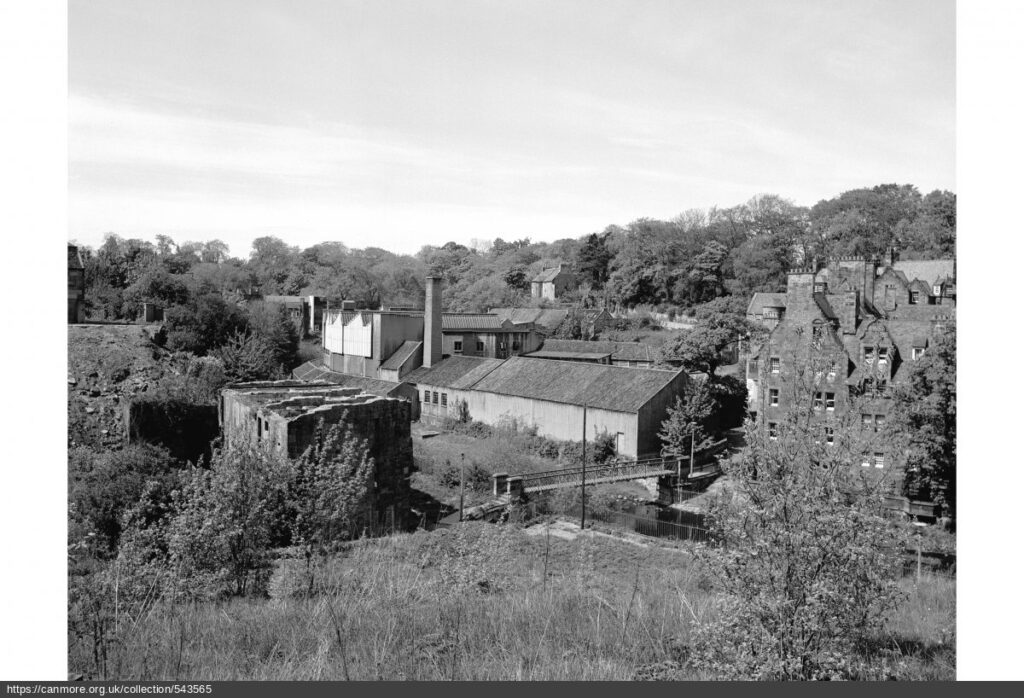 Black and white photograph of the tannery buildings