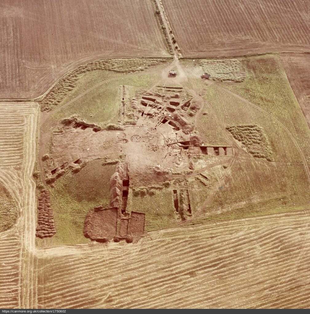 aerial photo of hill fort with trenches