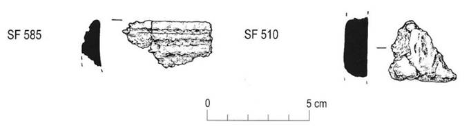 Drawings of two pottery sherds and their profiles