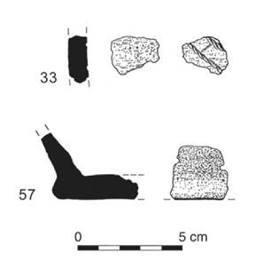 Drawing of pottery sherds and profile