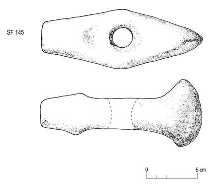 Drawing of axehead in plan and profile view