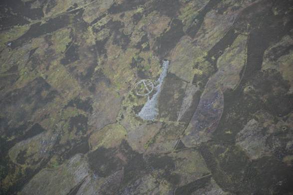 aerial view of the mutiny stones, in the centre of the image amongst fields