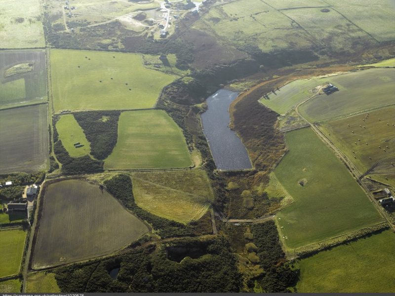 Den of Boddam canmore_image_DP00011672 A blue river cuts through a patchwork of light green fields and dark green trees